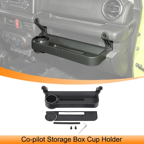 Imagen 1 del producto Caja de almacenamiento de expansión con mango de copiloto para coche, bandeja de soporte para teléfono de cambio de marchas para Suzuki Jimny JB64 JB74 2019-2025, accesorios interiores
