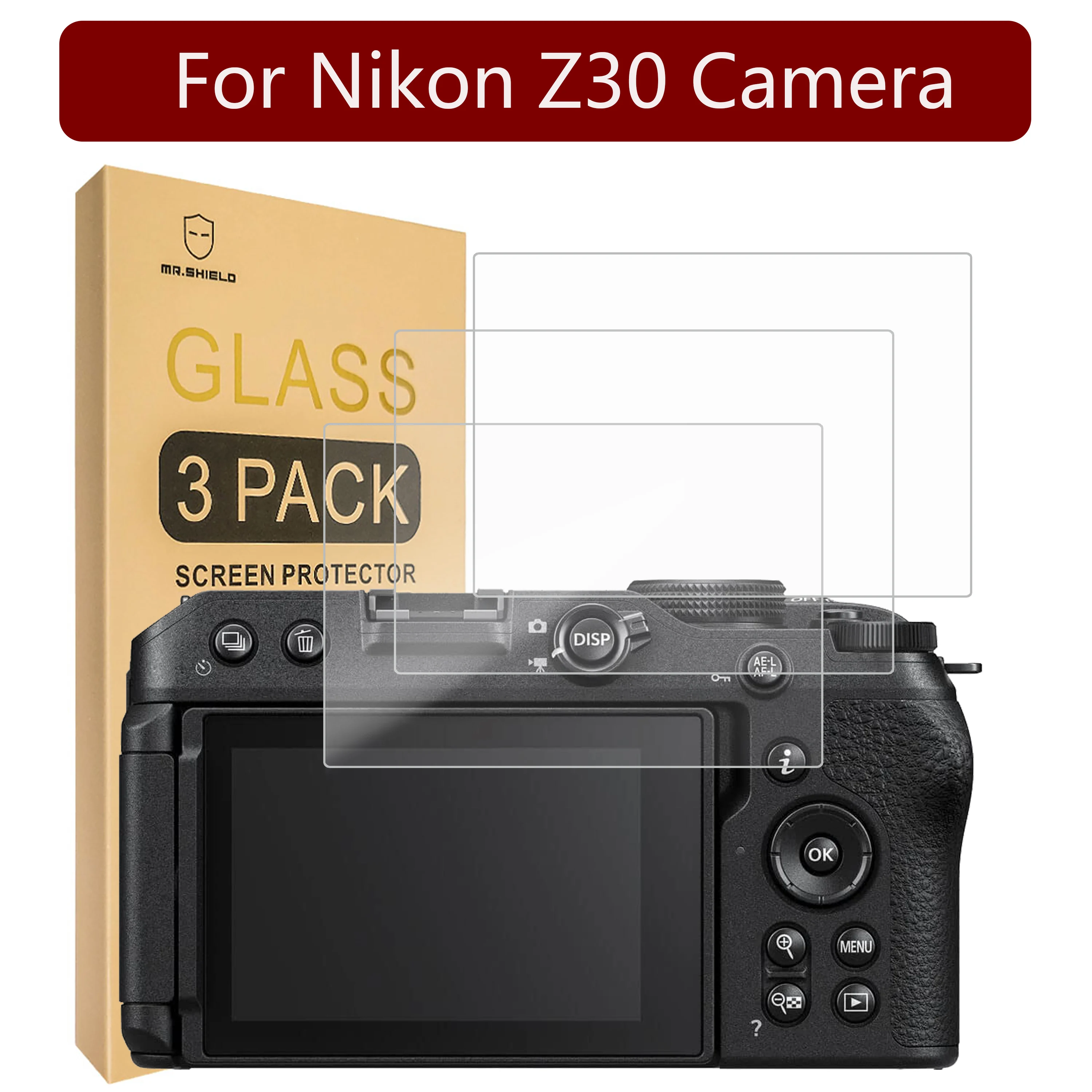 

Mr.Shield [3-Pack] Screen Protector For Nikon Z30 Camera [Tempered Glass] [Japan Glass with 9H Hardness] Screen Protector