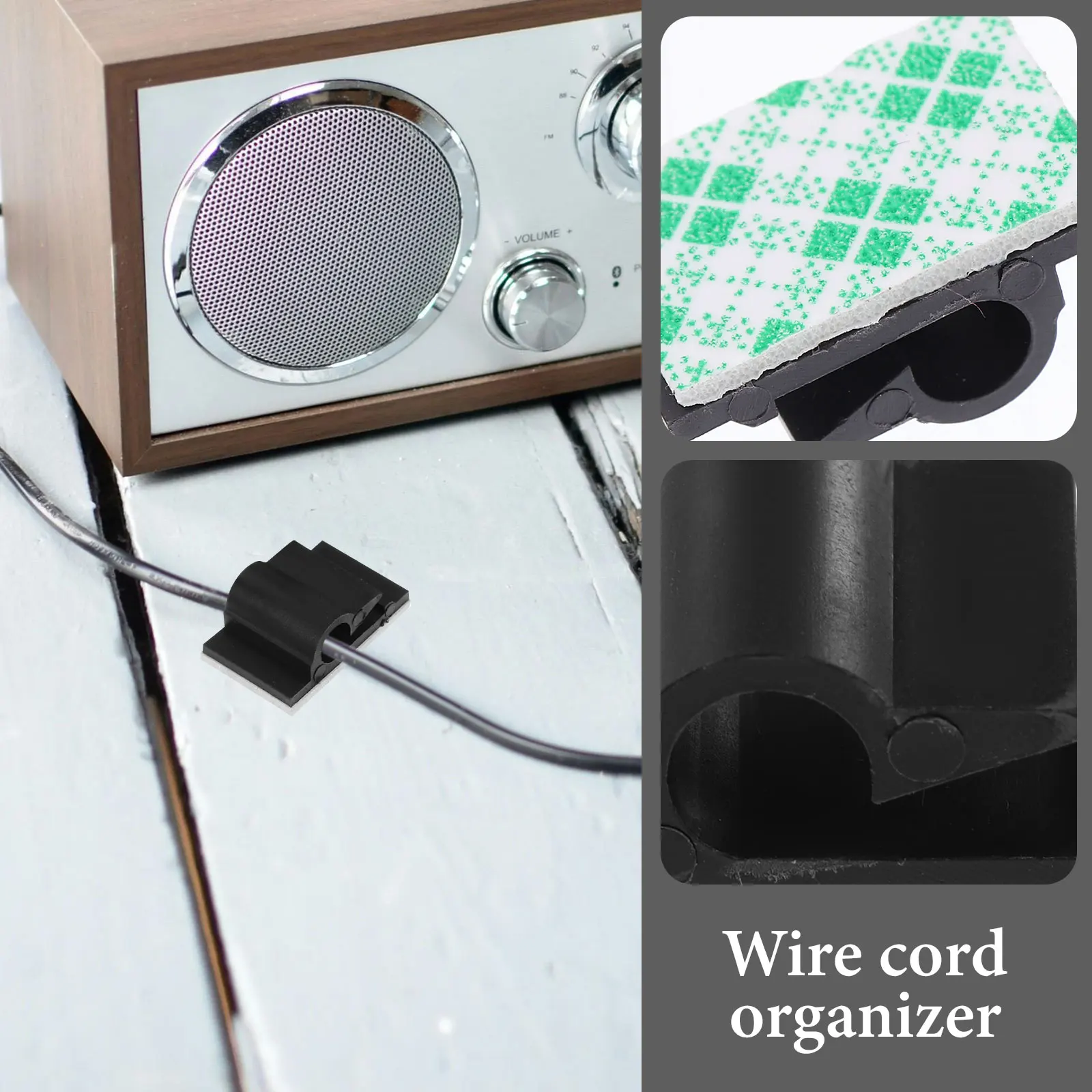 

50Pcs Black Self Adhesive Cable Clips Wire Cord Organizer Strong Adhesive Desk Management No Residue