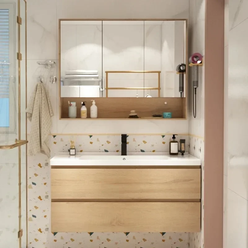 Minimalist Luxury Shelves Bathroom Cabinet Modern Luxury Bathroom Cabinet Partitions Dressers Service Schrank Trendy Furniture