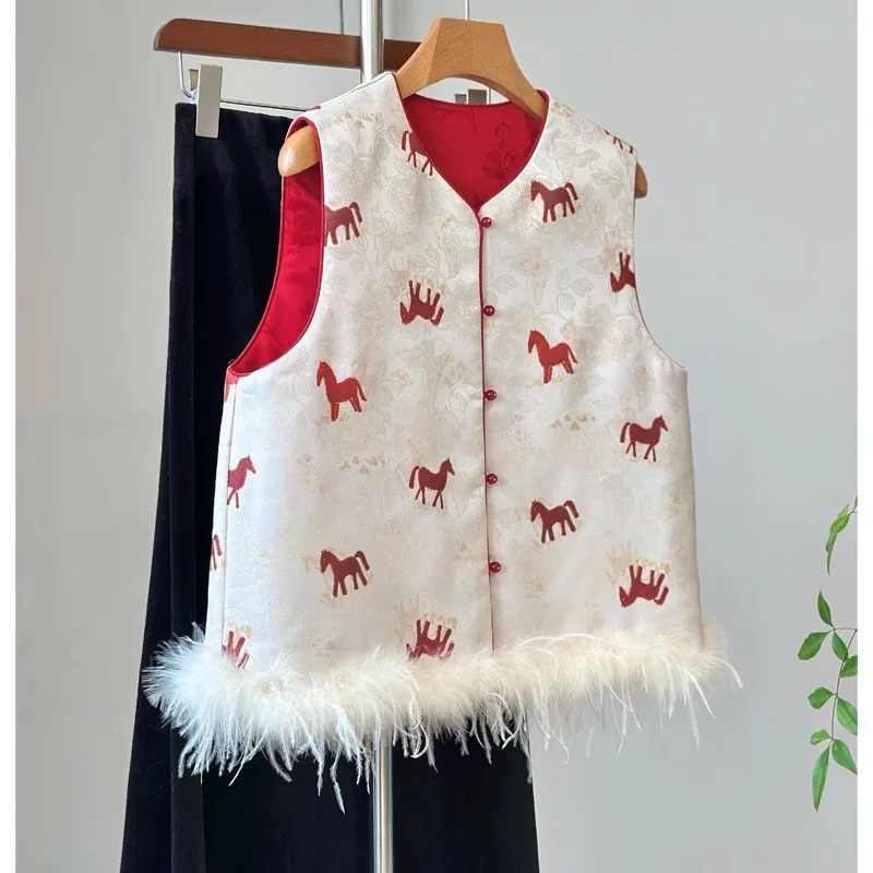 red-peacock-feather-women's-jacket-cotton-vest-outerwear-winter-fashion-chinese-style-horseback-riding-top-button-up-shirt