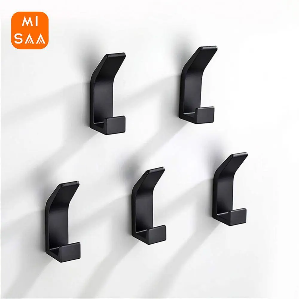 Clothes Coat Hook No Drilling Free Punching White Black Bathroom Kitchen Accessory Towel Racks Living Room Wall Mounted