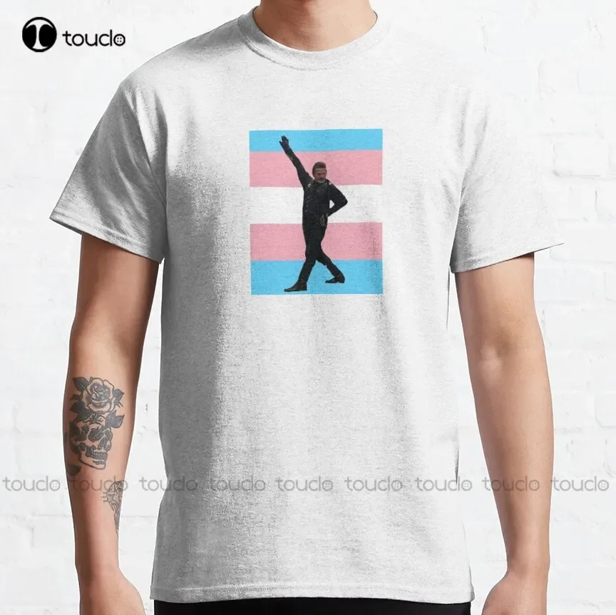 

Izzy Hands Trans Flag Our Flag Means Death, Ofmd Classic T-Shirt Golf Shirts For Men Oversized Graphic T Shirts 100% Cotton New