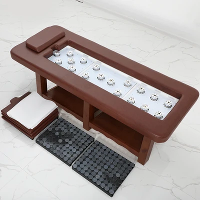 Fully intelligent smokeless moxibustion bed, multifunctional solid wood beauty salon dedicated massage and sweat steaming bed