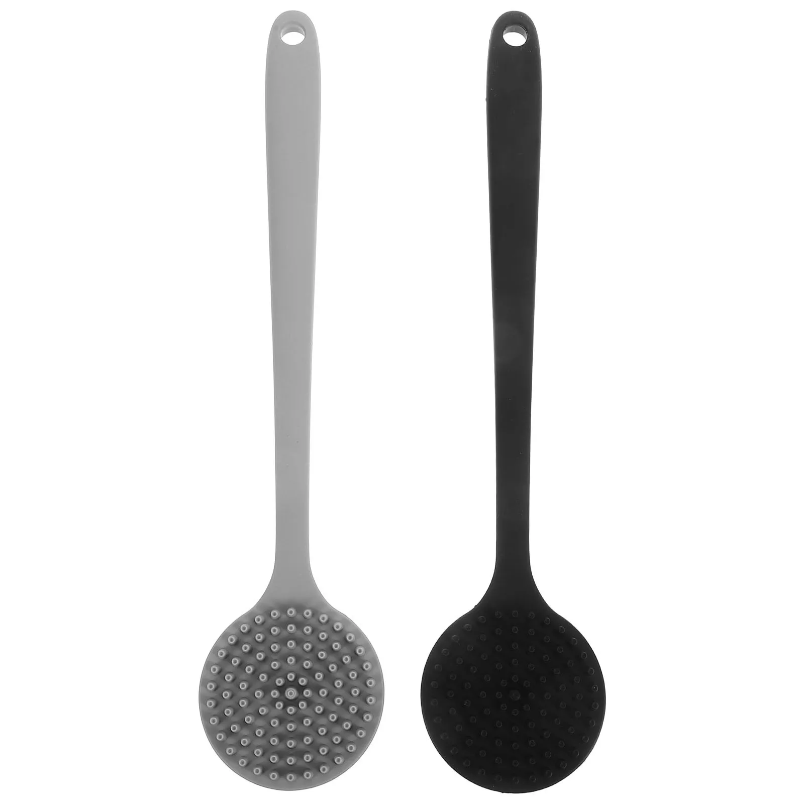 

2Pcs Long Handle Shower Brush Silicone Body Scrubber for Back Bathing Exfoliation Blood Circulation Stimulating Bathroom