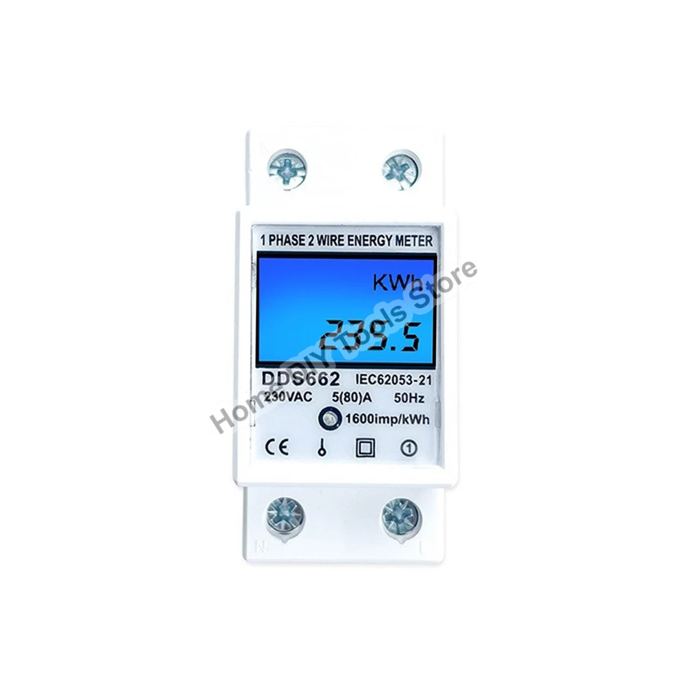 Single Phase Two Wire LCD Digital Display Wattmeter Power Consumption Energy Electric Meter KWh AC 230V 50Hz Electric Din Rail