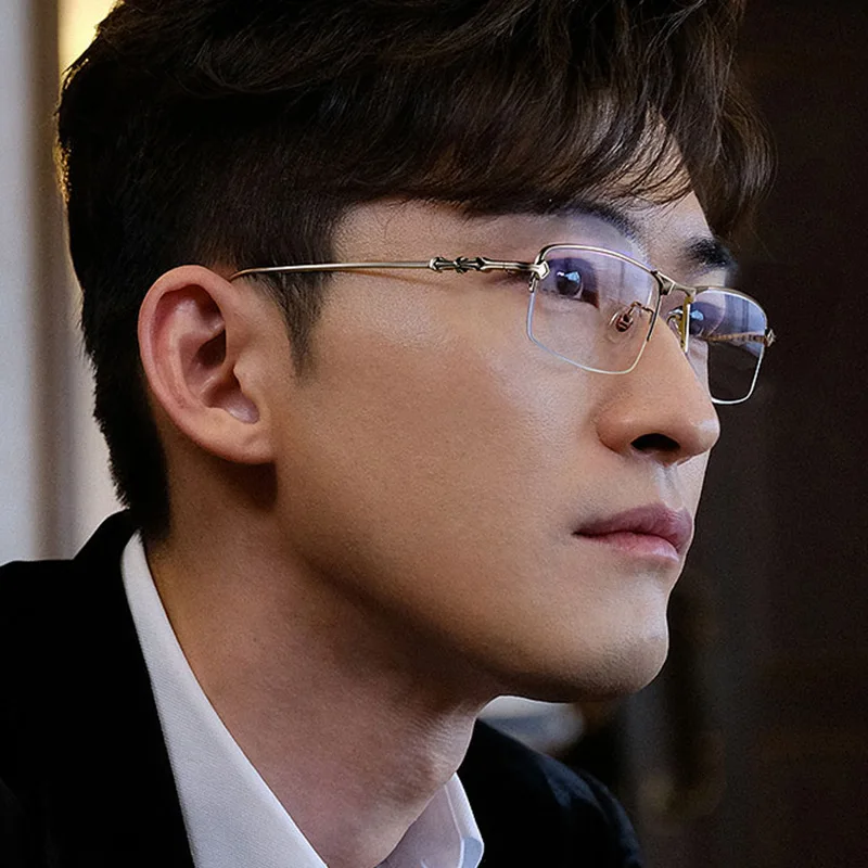 Erilles Anti Blue Light Glasses Temperament Ultra-light Half-frame Business Men's and Women's Glasses Can Be Matched with Myopia