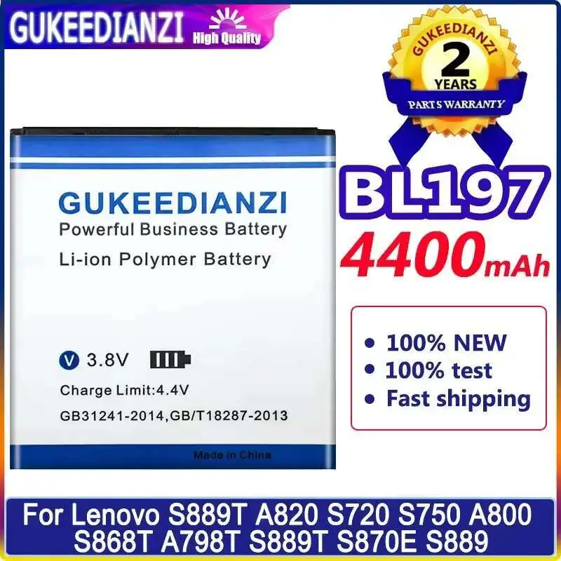 

Mobile Phone Battery BL197 4400Mah For Lenovo S889T A820 S720 S750 A800 S868T A798T S870E S889