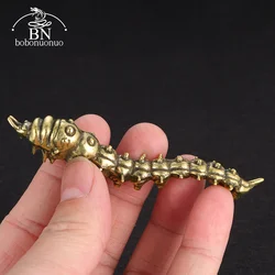 Retro Brass Caterpillar Figurines Miniatures Funny Desktop Ornament Decorations Crafts Prank Insect Toy Gifts Antique Collection