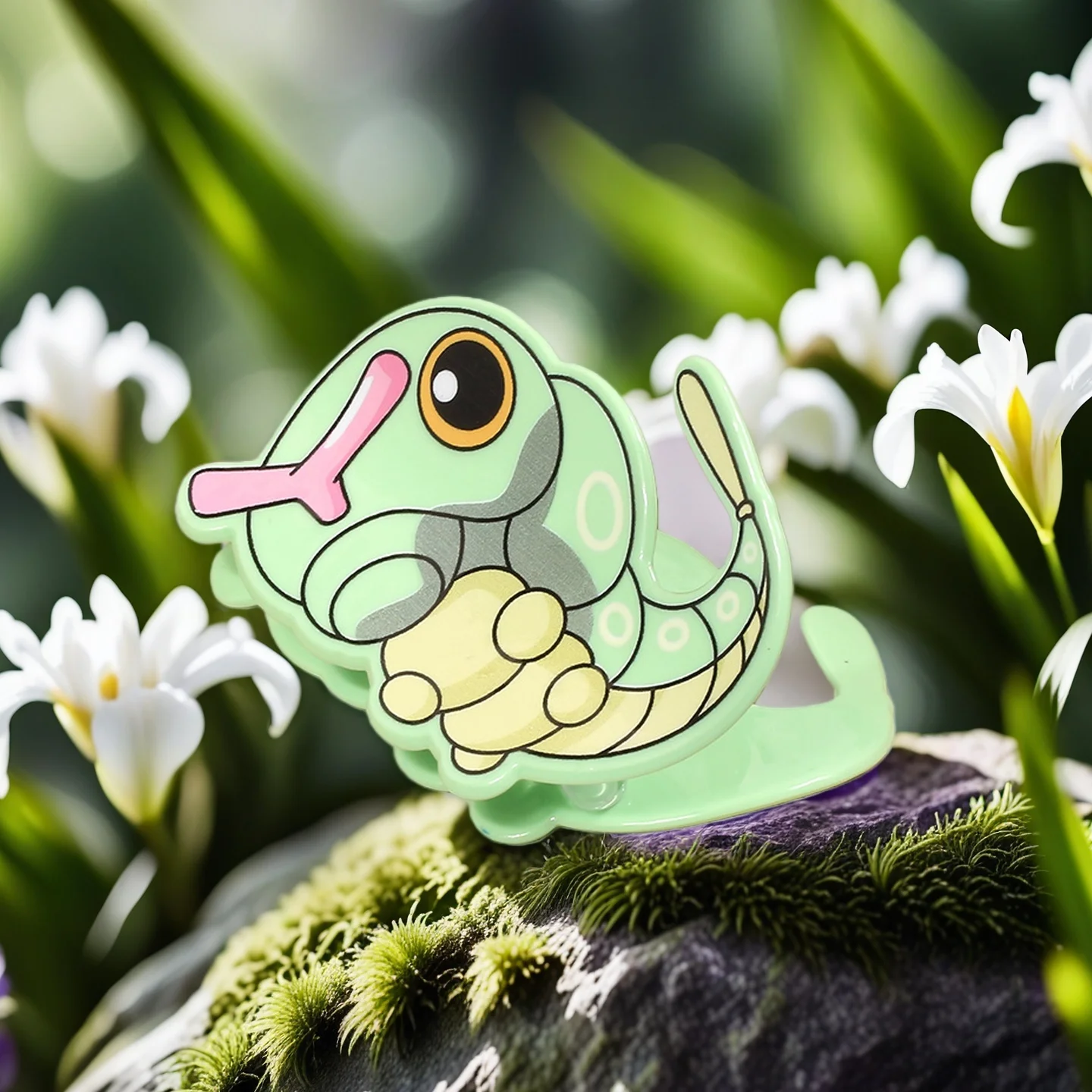 مشبك شعر بوكيمون كاتربيلر من الأكريليك، مقابض شعر أنيقة وعصرية، إكسسوار شخصي مبتكر وجذاب