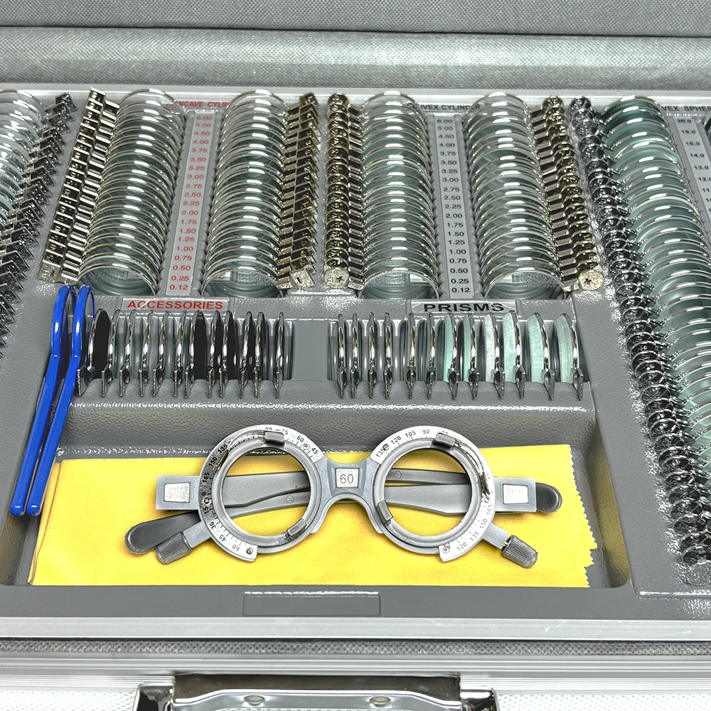 Set Lensa Uji Coba Optik Peralatan Optometri Profesional 266JS Dengan 266 Buah Lensa
