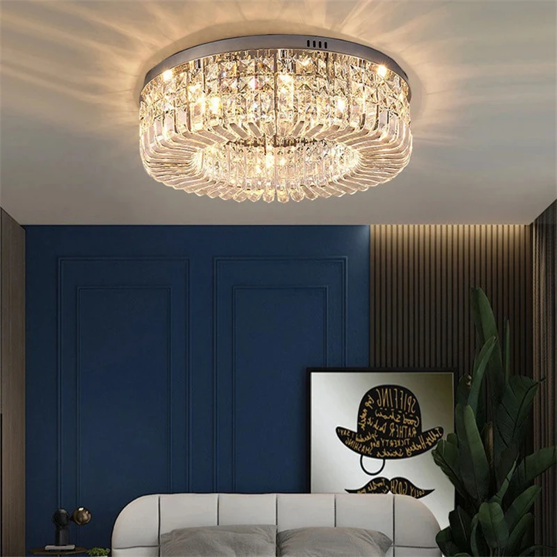 Imagem -04 - Ouro Led Ceiling Lights Crystal Room Lamp Quarto Sala de Estar Sala de Jantar Cozinha Decoração Corredor k9