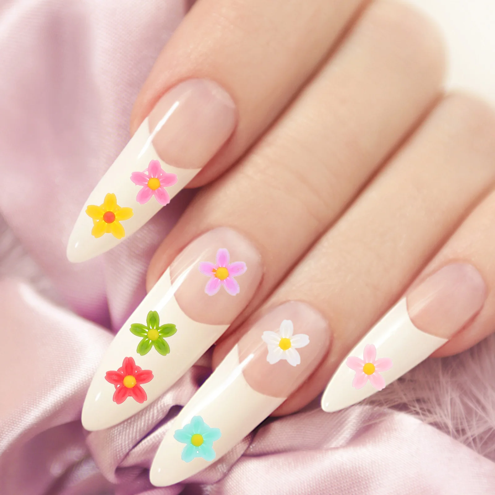 

50pcs Five Petal Flower Resin Accessories Nail Art Earrings DIY Crafts Jewelry Supplies Mini Beads Charms Solid Gems