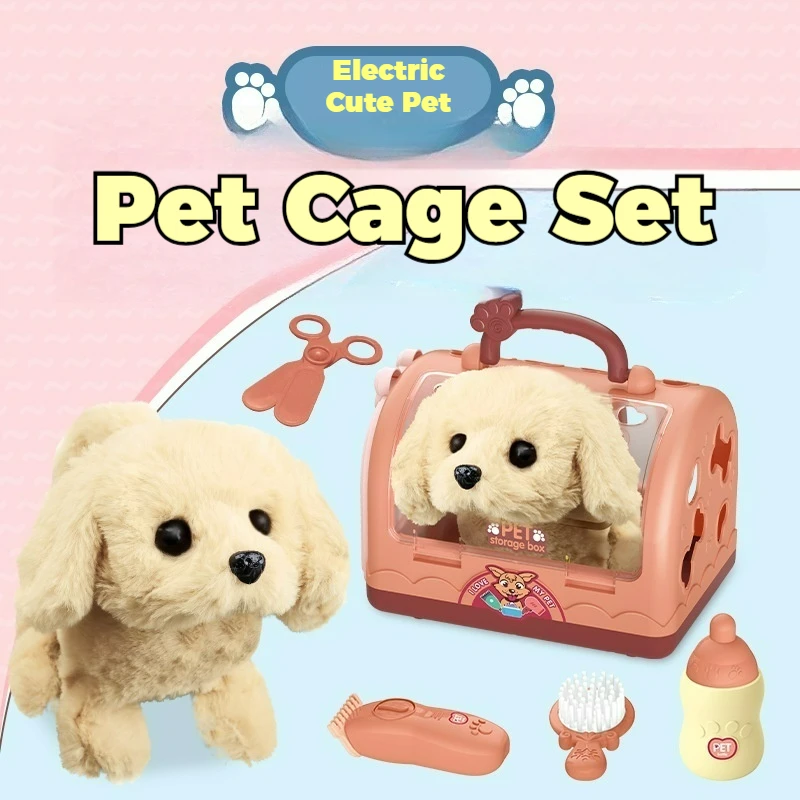 interactive-electric-plush-puppy-toy-set-walking-simulated-barking-tail-wagging-doctor-grooming-kit-1-birthday-gift-for-kids