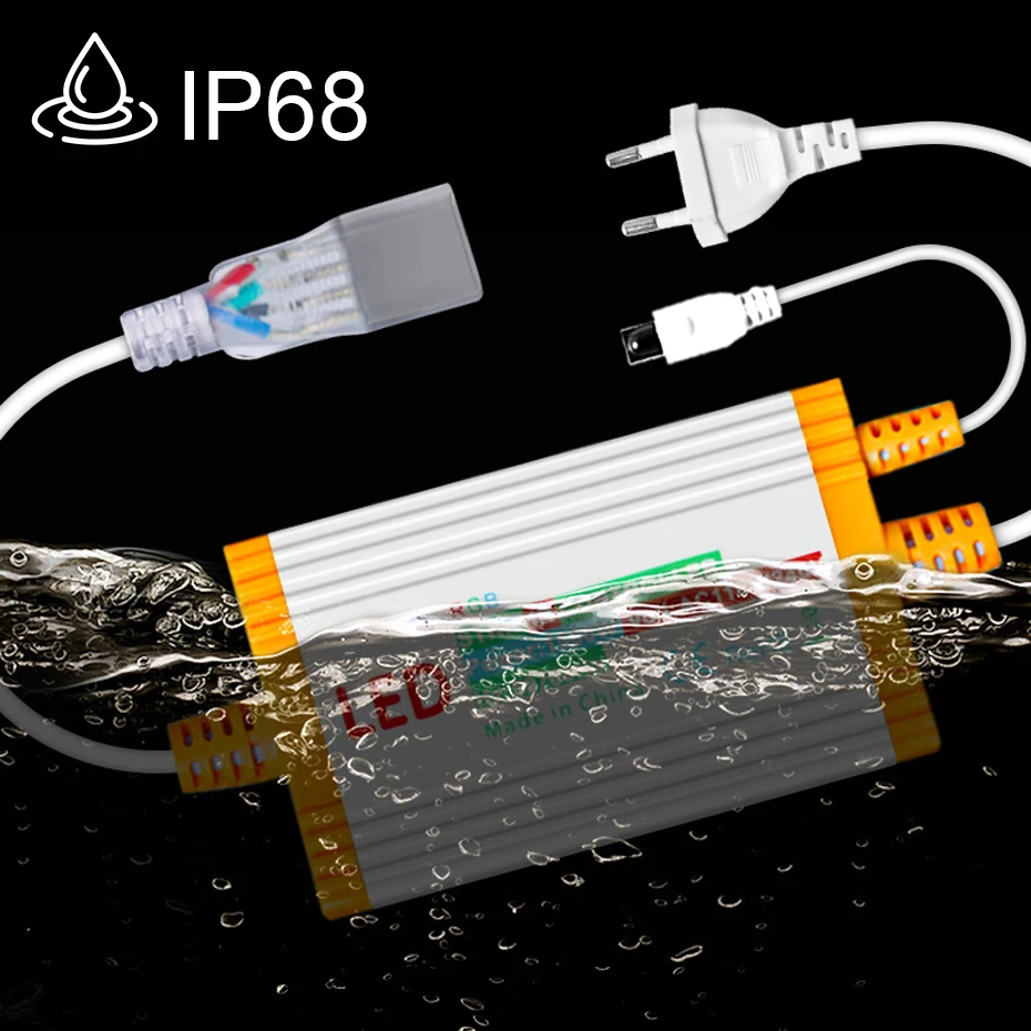 IP68 Waterproof 220V/110V Neon Light RGB Controller 1500W with 24Keys IR Remote Control for 5050 2835 LED Strip Power EU Plug