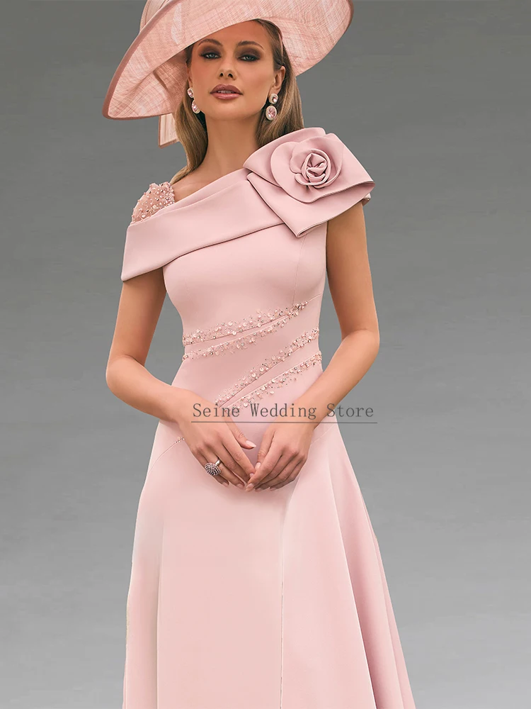 Customized Wedding Guest Dresses Asymmetrical Beading A Line Mother of the Bride Dress High Low 3D Flower Formal Party Gown Midi image 6