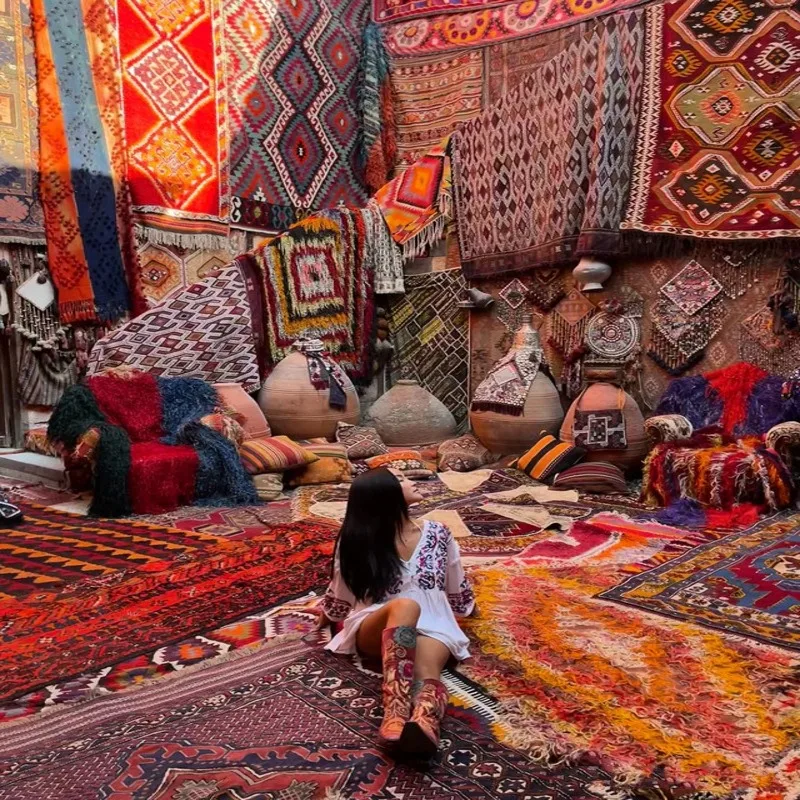 

Medieval folk style Moroccan Persian carpet Bohemian ethnic style