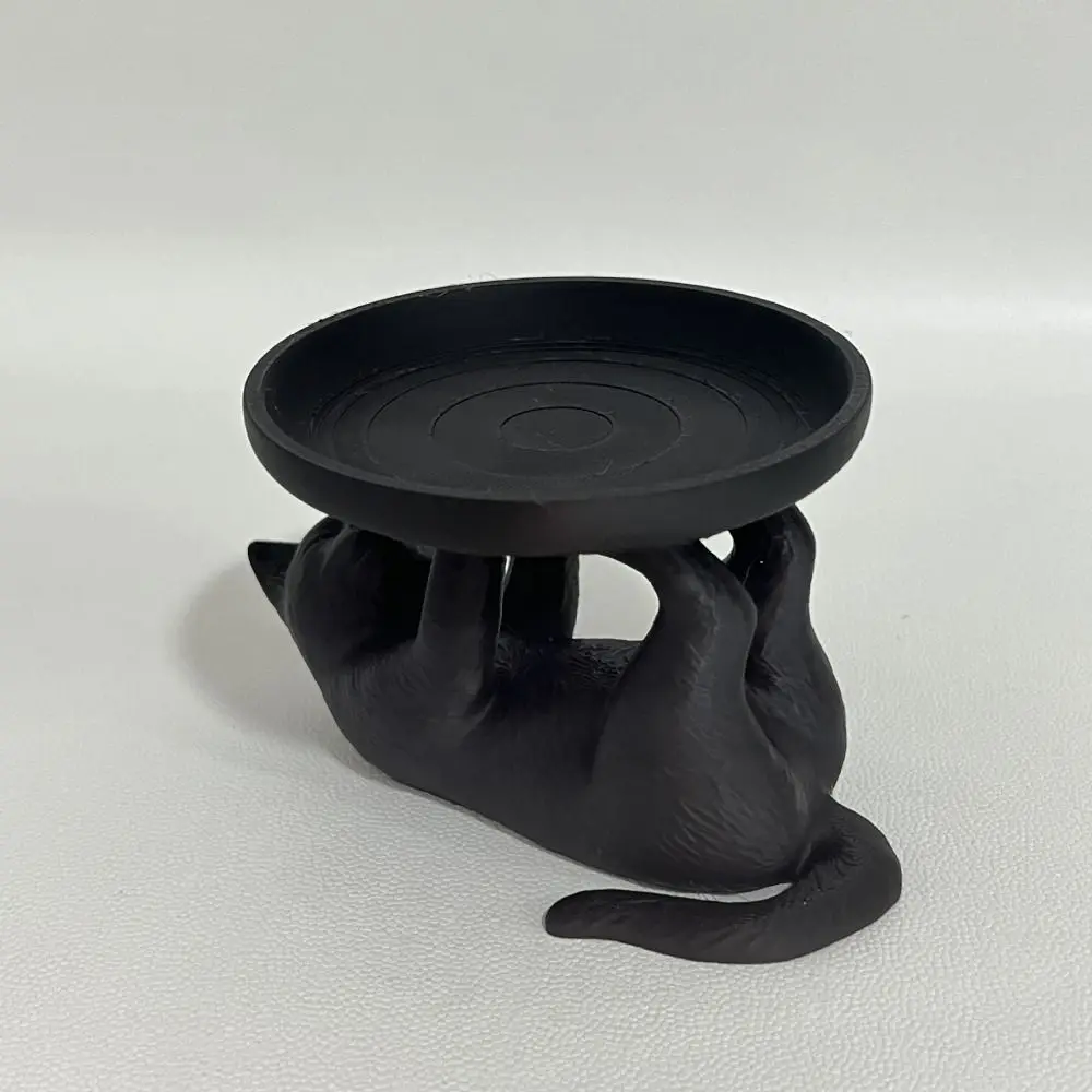 Bandeja de jóias de gato em forma de gato divertida ins bandeja de armazenamento de jóias preta economizar espaço grande capacidade mini bandeja chave uso de mesa