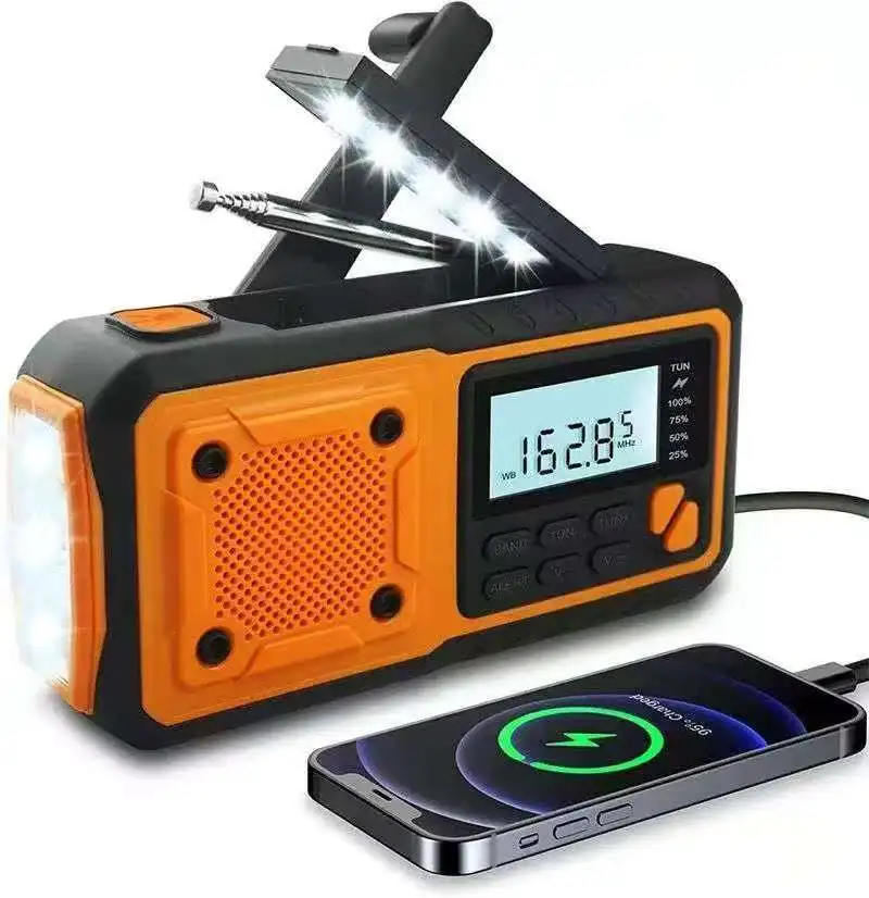 

SY-376, Crank Weather Radio, Solar Hand Crank Portable AM/FM/SW Weather Radio with Flashlight & Reading Lamp, Phone Charger, SOS