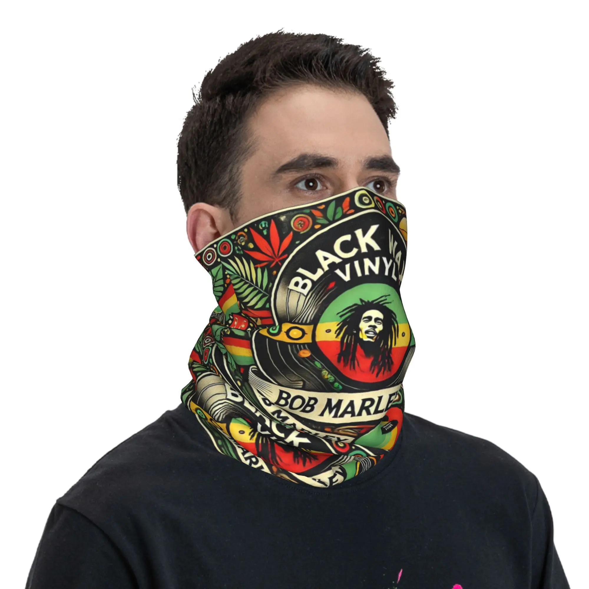 Bob Marley Reggae Bandana cubierta para el cuello bufanda envolvente estampada bufanda cálida para ciclismo deportes al aire libre Unisex adulto lavable