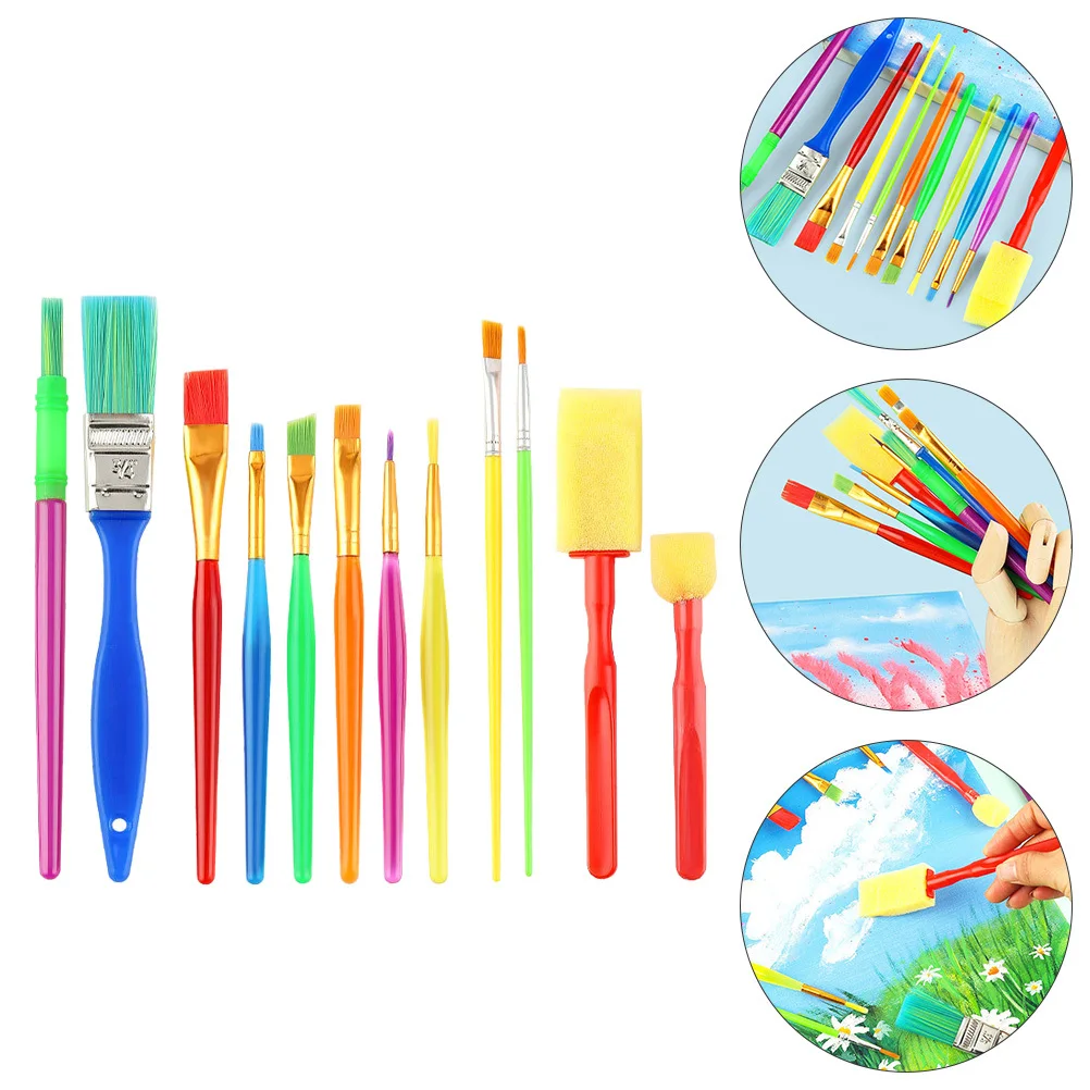 Zestaw 12 gąbkowych pędzli do malowania, wysokiej jakości pędzle artystyczne do farb olejnych, akwareli, rysowania, dla dzieci, do majsterkowania i zajęć kreatywnych, zestaw pędzli do malowania.