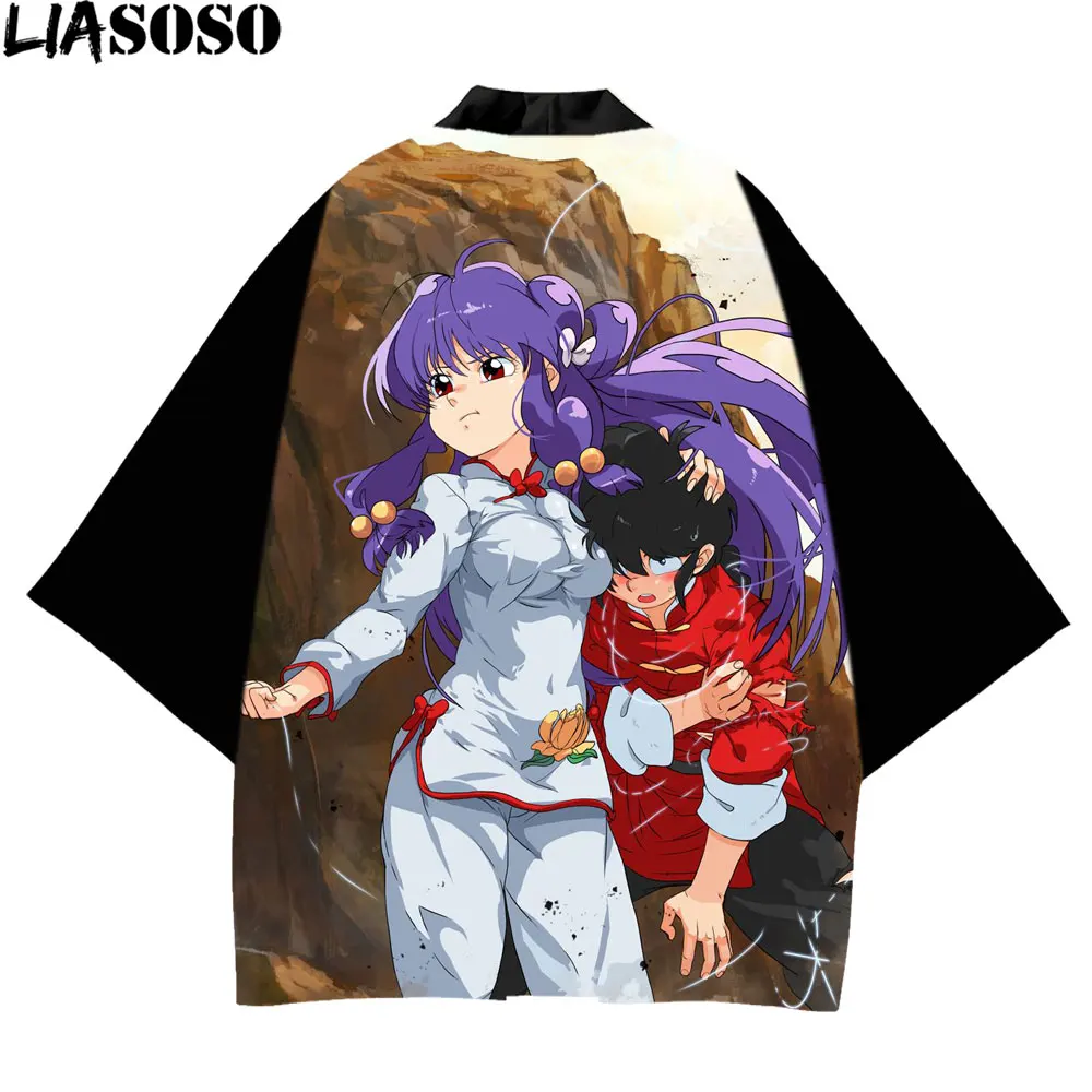 LIASOSO-Disfraz de Yukata con estampado 3D para hombre, ropa de calle tradicional, Kimono, Ranma, 1/2