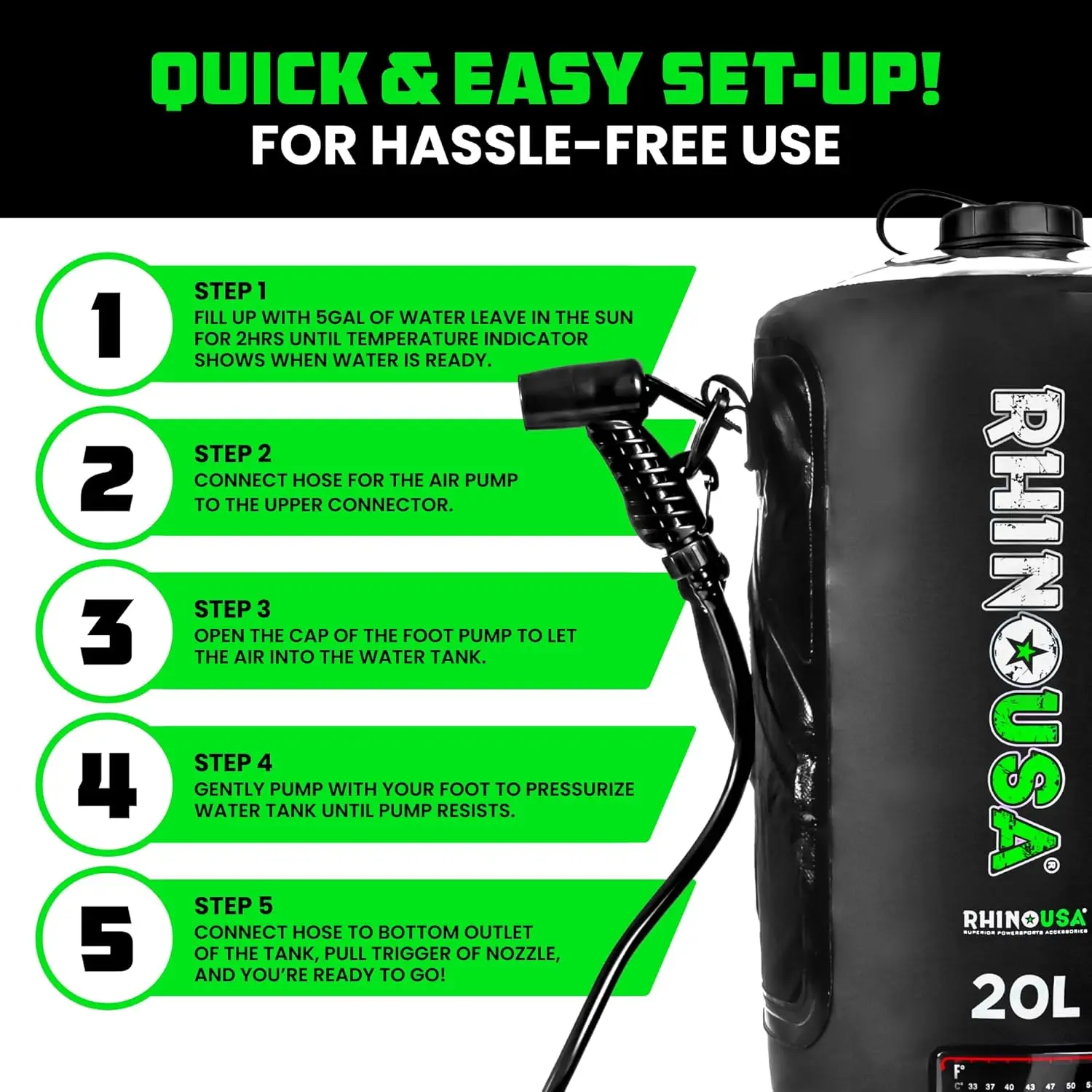 دش للتخييم بالطاقة الشمسية محمول سعة 5 جالون / 20 لتر - ضروري للتخييم والمهرجانات واللاند الزائد ورحلات الشاطئ والدش الخارجي #6