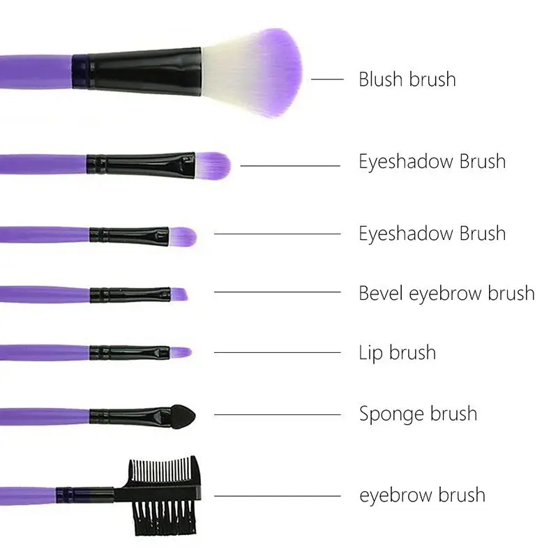 Professional 7 Pcs Makeup Brushes Set Tools Make-up Toiletry Kit Make Up Brush Set Case Cosmetic Foundation Brush with Case