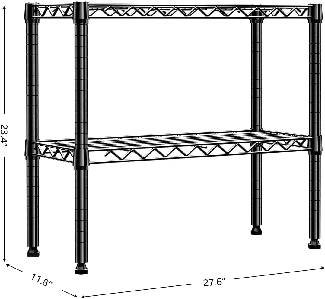 Mzg 220 Lbs 2 Tier Storage Rack Metal Wire Shelving Unit, Storage Standing Household Shelf Organizer For Laundry Bathroom