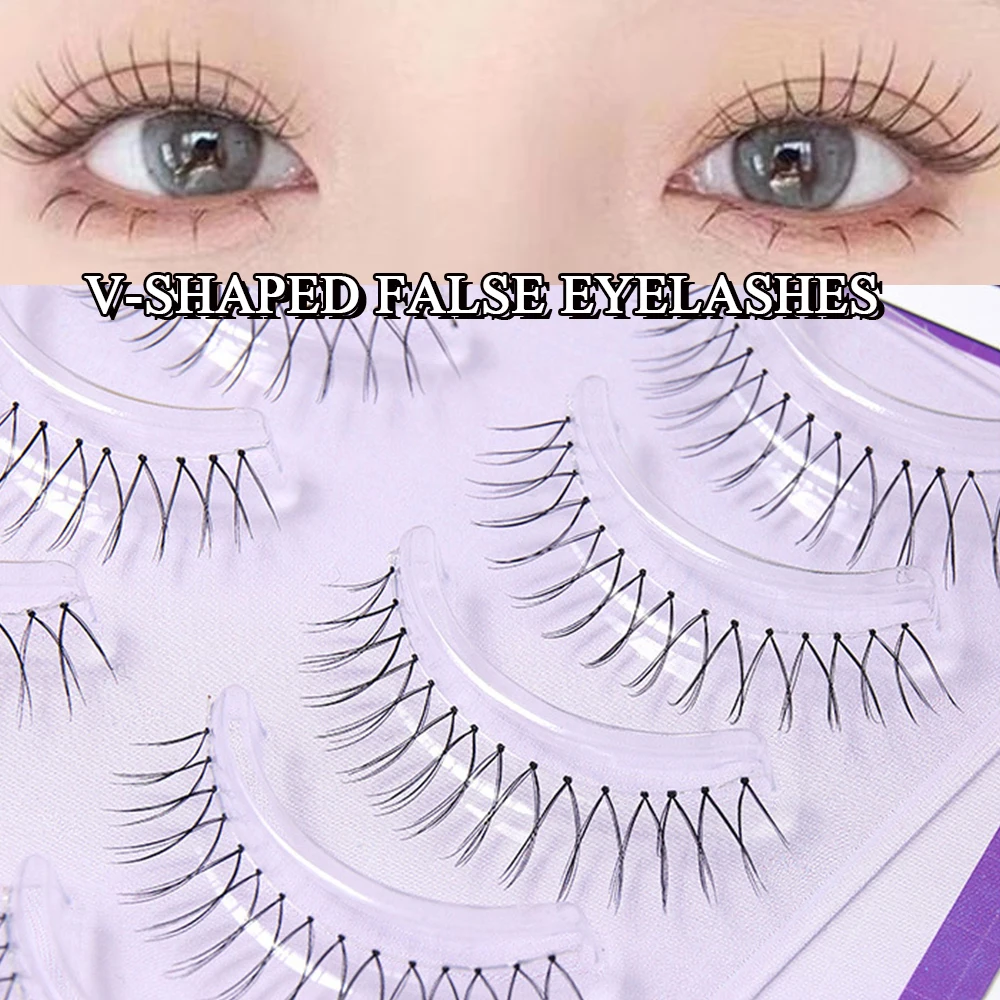 5Pairs U Shaped False Eyelashes Transparent Stem Lash Extension Natural Wispy Beauty Cosmetics Comic Eye Korean Eye Makeup