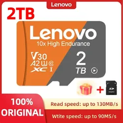 Karta pamięci Lenovo Micro TF SD 2TB 1TB A2 U3 512G Szybka karta pamięci TF 128G SD/TF Flash do kamery monitorującej