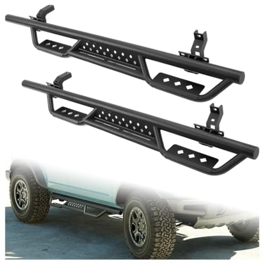 

Heavy Duty Black Tube Rock Slider Rails Step Bars for 20212025 Ford Bronco 4Door Models Drop Side Step Running Boards with Enha