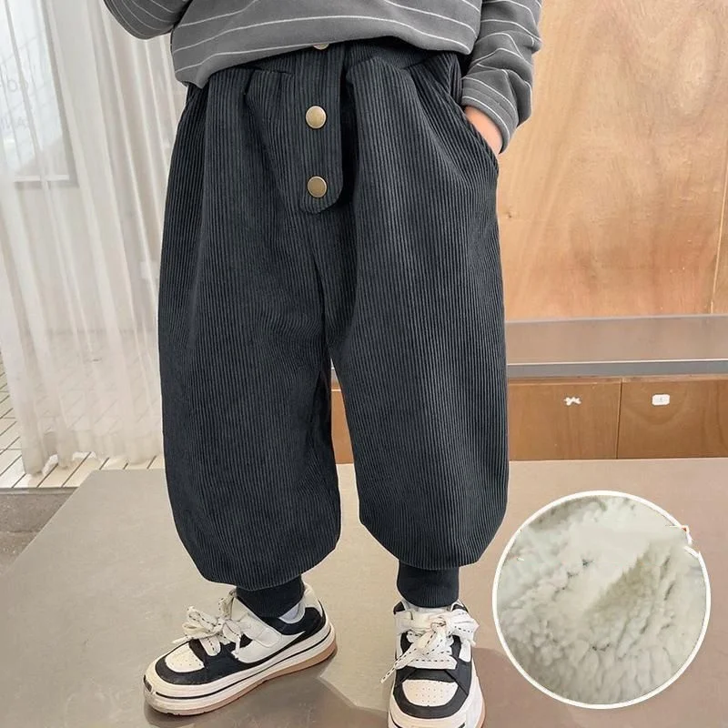 Boys Casual Pants Long Trousers Cotton 2024 New Velvet Spring Autumn Baby's Kids Pants High Quality Children's Clothing