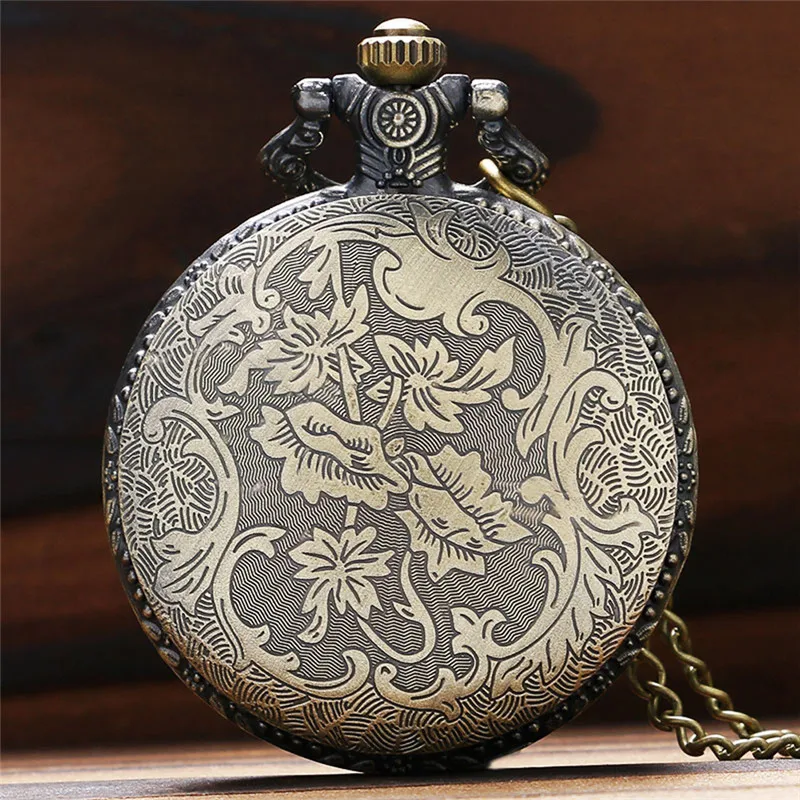 Vintage Chinese Twelve Zodiac Design Retro Engraved Animal Quartz Pocket Watch for Men Women with Necklace Chain Gift Clock