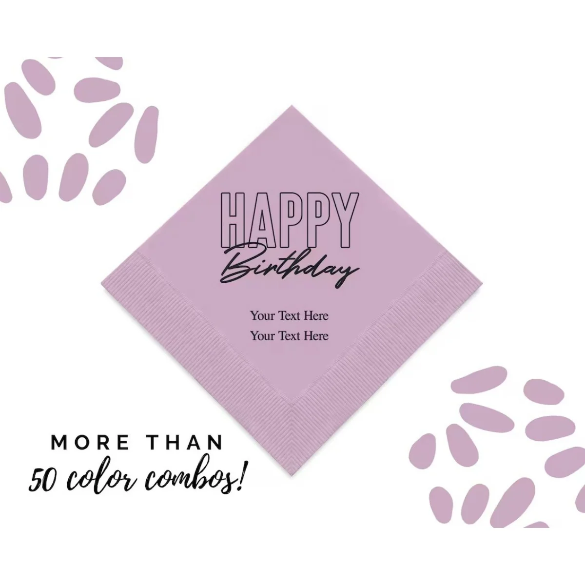 

50pcs Custom Happy Birthday Napkins - 50 Personalized Birthday Napkins - Milestone Birthday - 50th Birthday - His Birthday - Her