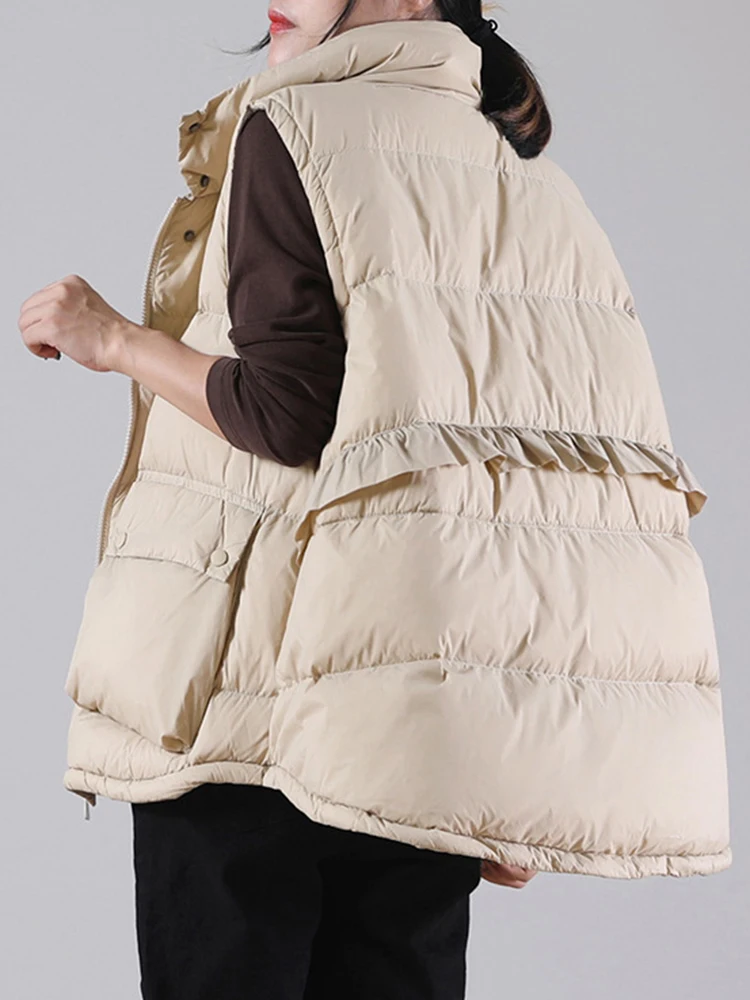 Winter Ultra Light Thin Duck Down Vest Feather Jacket Women Quilted Short Warm Basic Casual Oversize Waistcoat