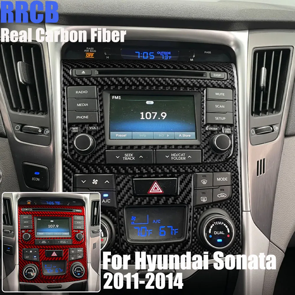 

Real Carbon Fiber Car Accessories Center Radio Panel Trim Cover Soft Sticker For Hyundai Sonata 8th Gen YF 2011 2012 2013 2014