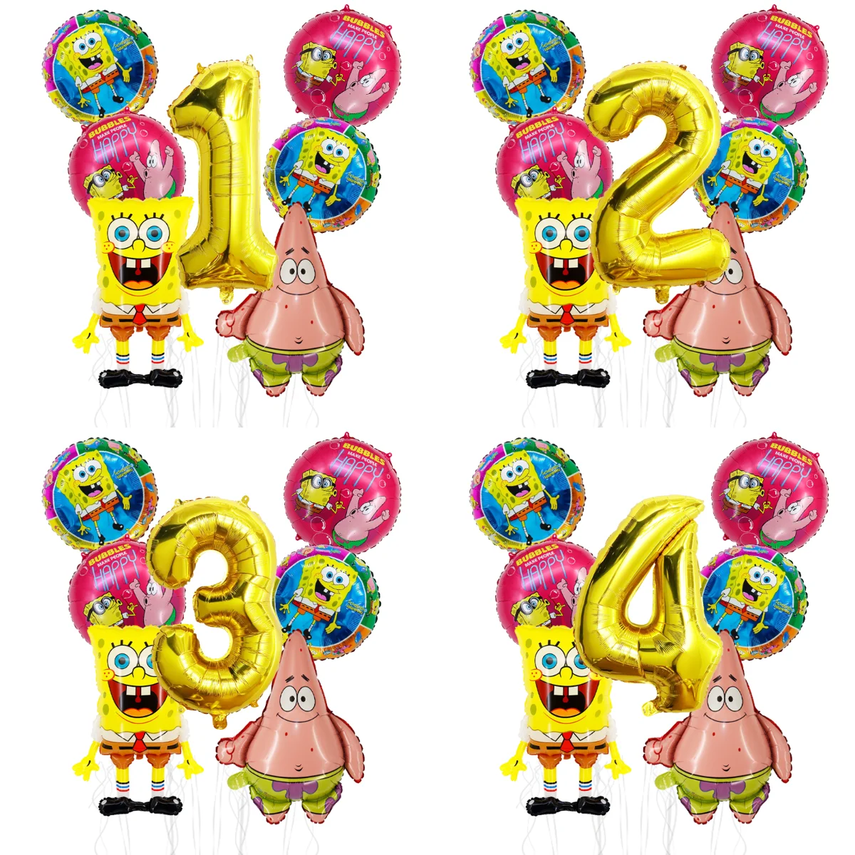 7 Stück Cartoon SpongeBob Patrick Star Folienballons Mädchen Junge Kindergeburtstag Party Dekoration Babyparty Ballons Geschenke