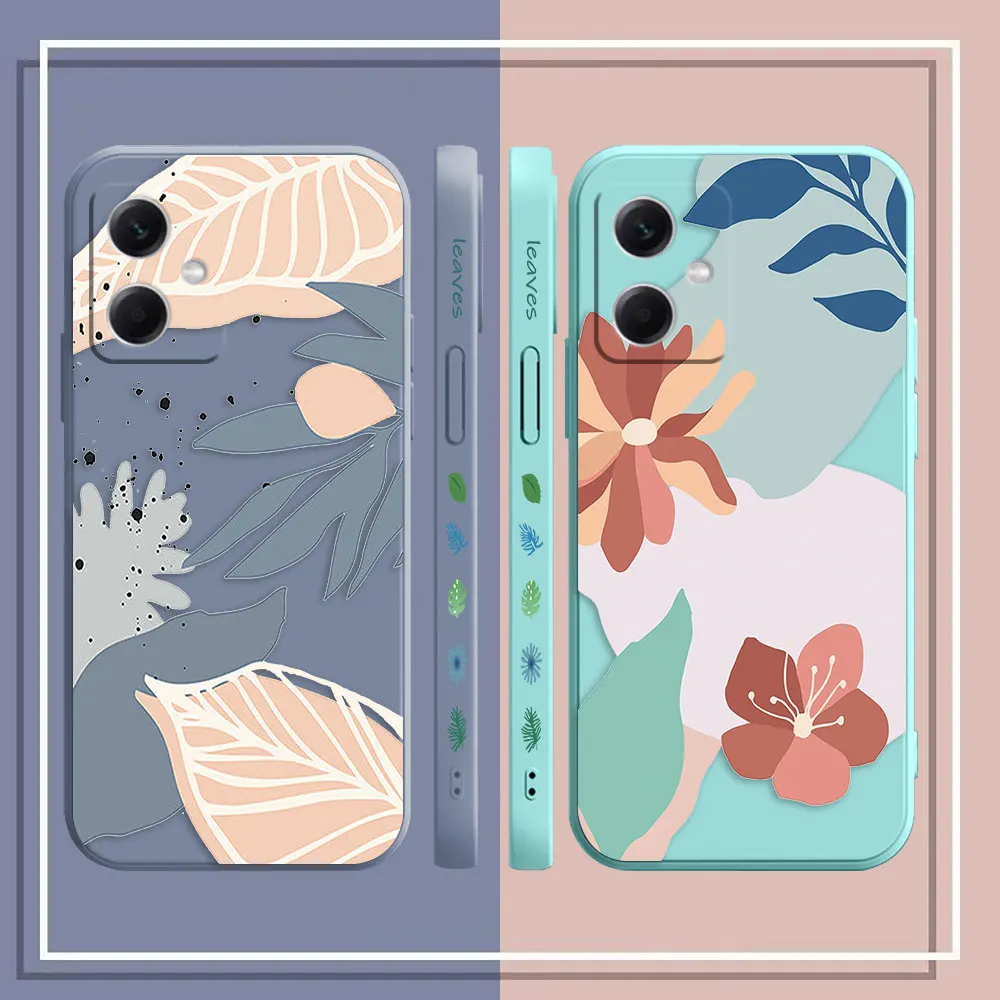 Art Painting Of Flowers Leaves Case For Redmi Note 12 11 11T 11R 11E 11S 10 9 9S 8 7 7S PRO PLUS 4G 5G Colour Liquid Case Funda