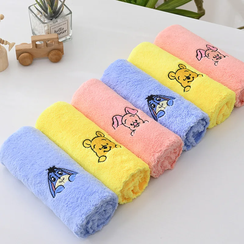 Disney Towel Cartoon Pooh Bear Piglet Boy Girl Kids Baby Anime Bathroom Soft Water-Absorbing Quick Drying Face Towel 3Pack