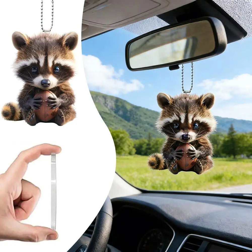 Cute Raccoon Rugby Keychain, Funny Animal Pendant for Car Mirror Backpack, Novelty Plush Charm for Graduation Festive Gift Decor