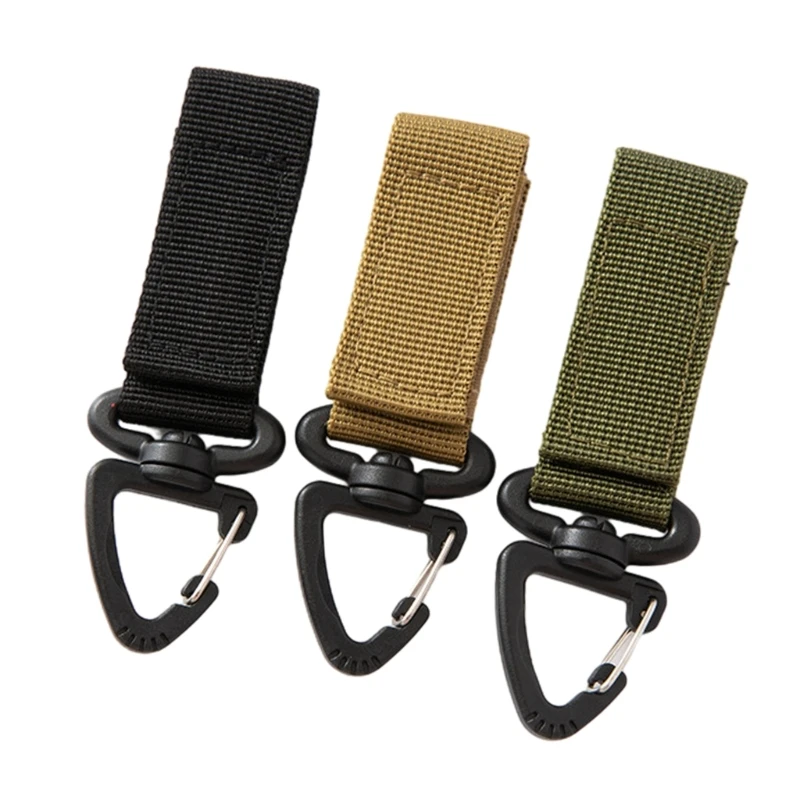 3 Pcs Tactically Key Rings Belt Holder Clip Carabiner Nylon Webbing Buckle