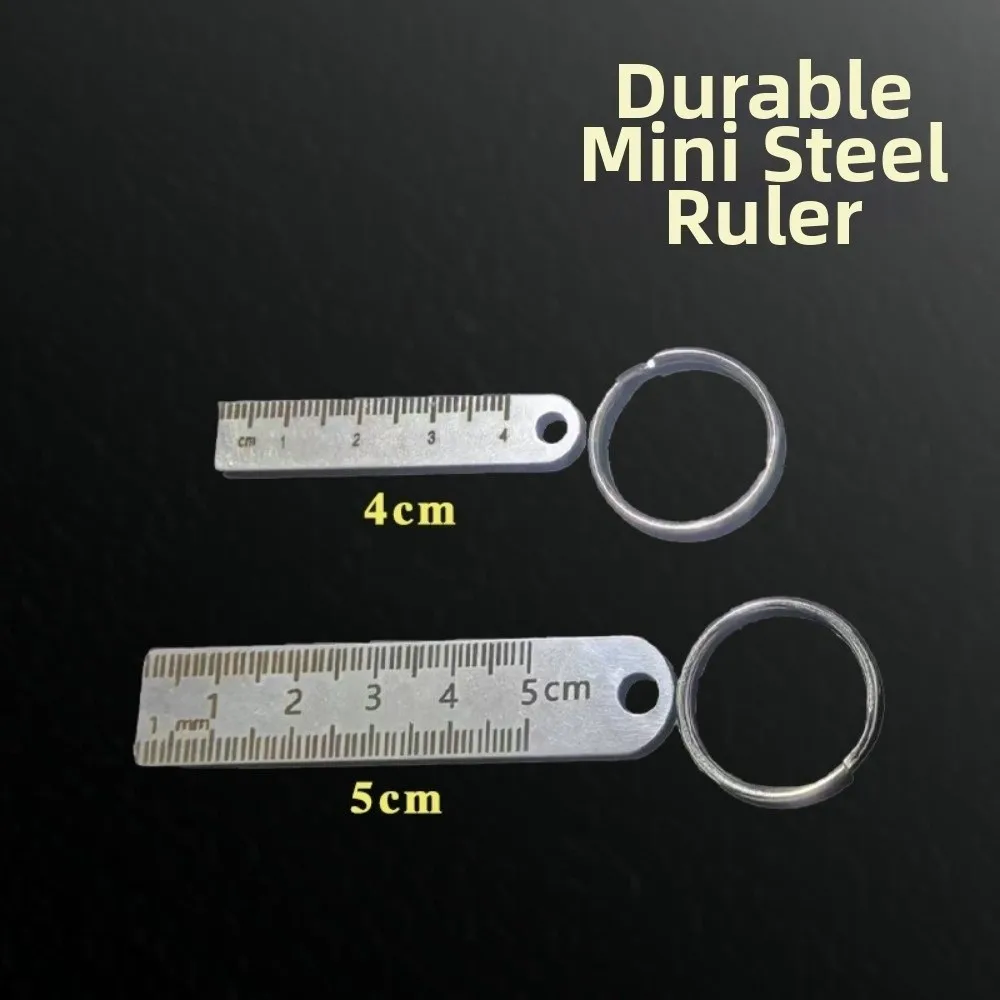 Stainless Steel Mini Measuring Ruler Multi-Functional Anti-Loss Design Pocket Ruler Keychain Pendant Ornament Backpack Charm