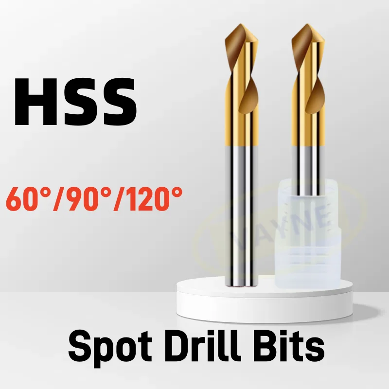 

HSS TIN-Coated Spot Drill Bit Point 60 90 120 Dgrees Carbide CNC Chamfering Drilling Hole Guide Tool Location Center Point Drill