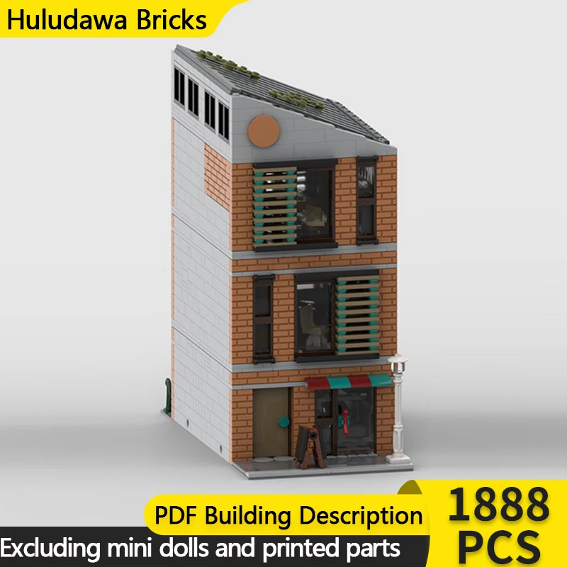 

Модель City Street View MOC, строительные кирпичи, компактные кирпичные петли, модульная технология, детские праздничные подарки, сборка игрушек, костюм