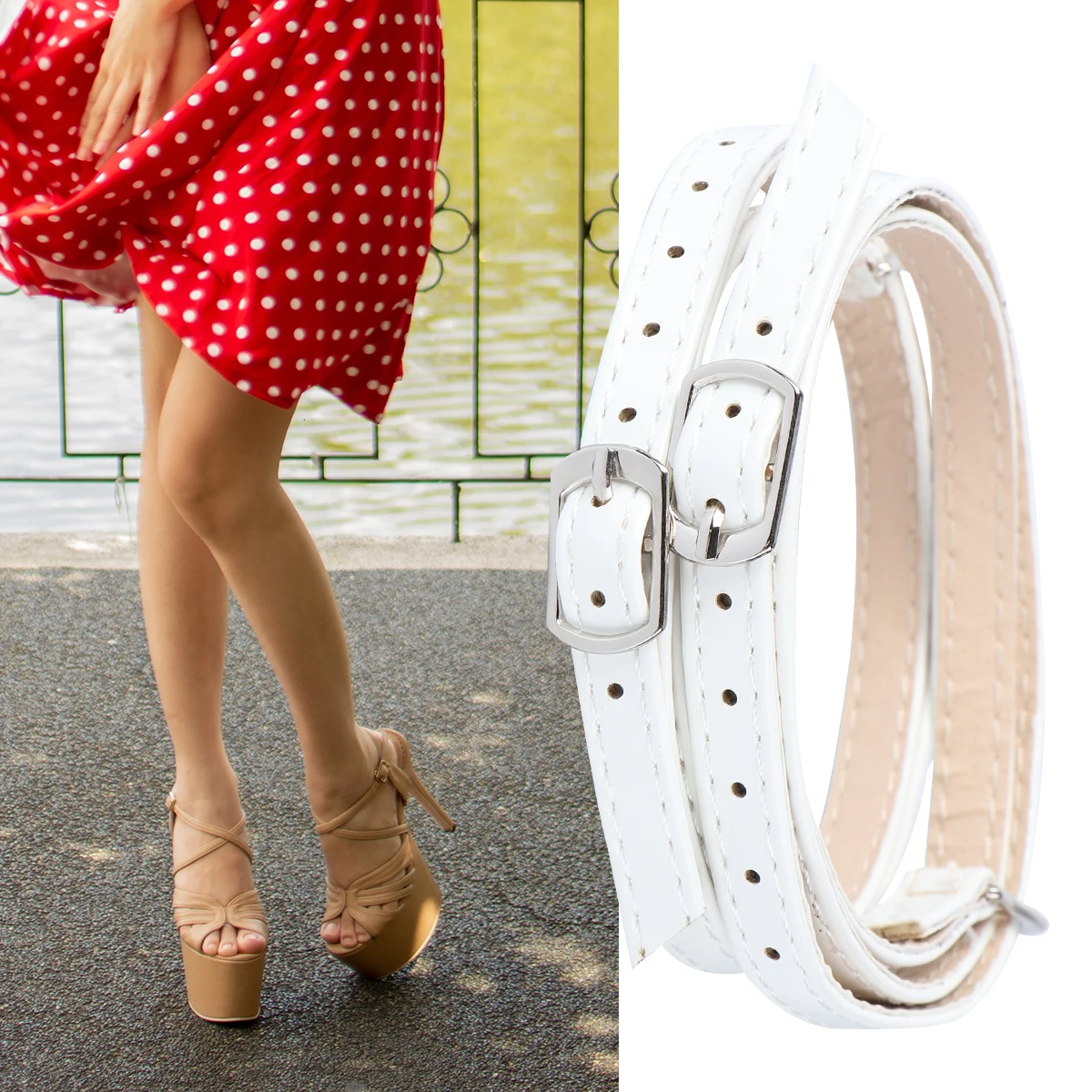 

1Pair Anti-Drop Detachable Ankle For High Heels Cross Design Lightweight Shoe Straps Replacement White Heel Strap