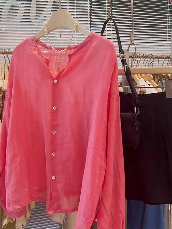 

Fashionable Korean Style Women's Summer Shirt Sun Protection Loose Long Sleeve Ladies' Premium Brand Clothing Elegant Atmosphere