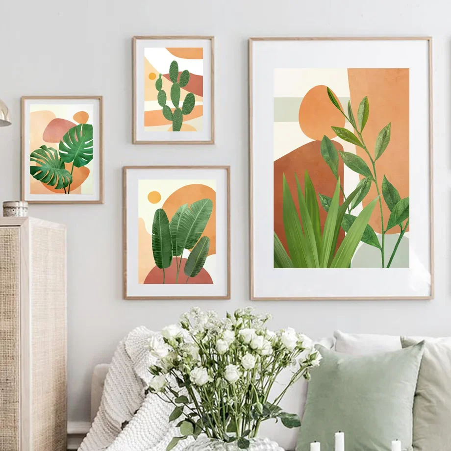 

Monstera Cactus Daisy Banana Leaves Boho Vintage Wall Art Canvas Painting Posters And Prints Wall Pictures For Living Room Decor