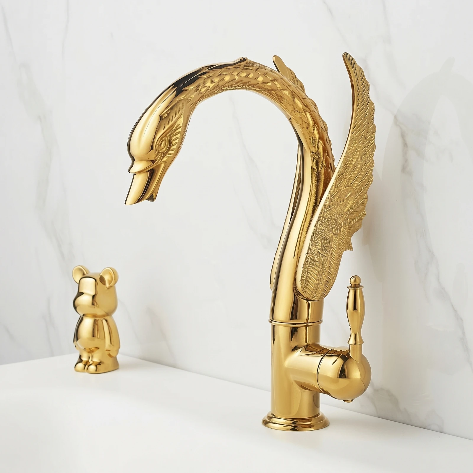 Swan Faucet Copper Single-Handle Faucet Tap Polished Matte Black for Washbasin, Vanity