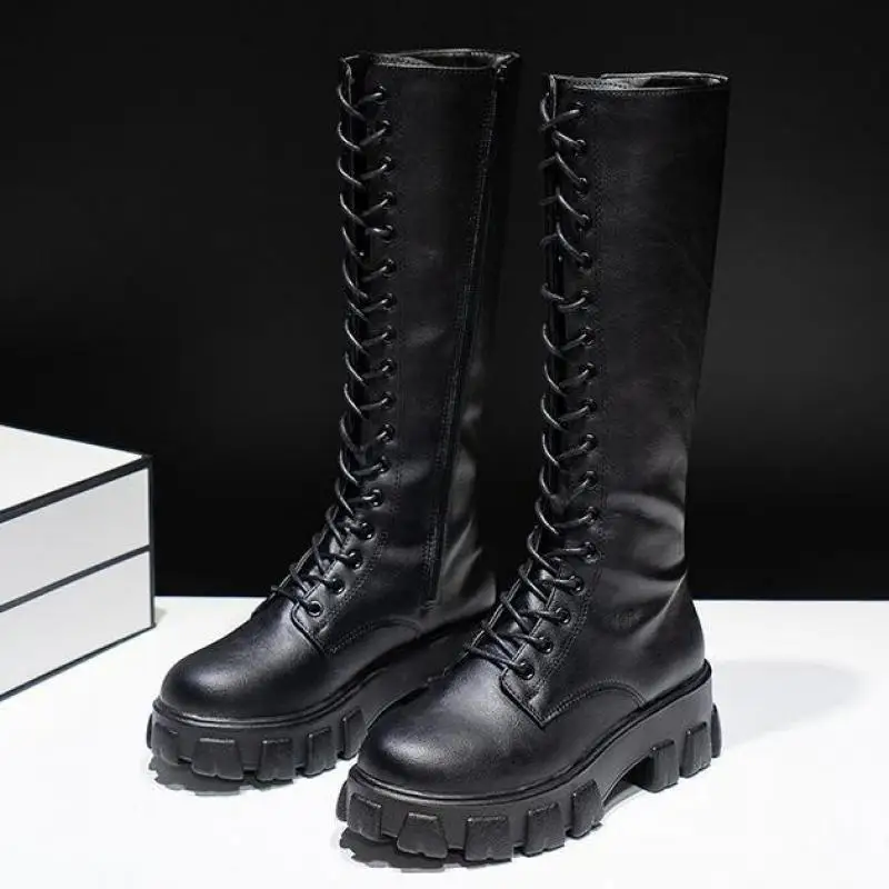 Женские высокие сапоги из ПУ кожи, на высоком каблуке, Размеры 35-43